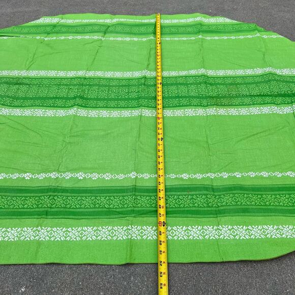 Vintage 60s 70s MCM Green Avocado Olive Vinyl Felt Back Oblong Table Cloth 59x52 - Picture 4 of 5